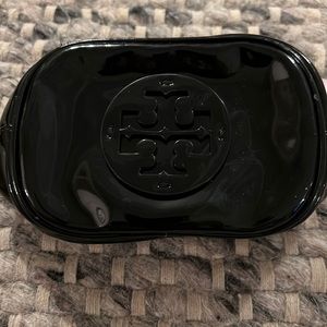 Small black leather tori orchards bag for make up of small bag for money.